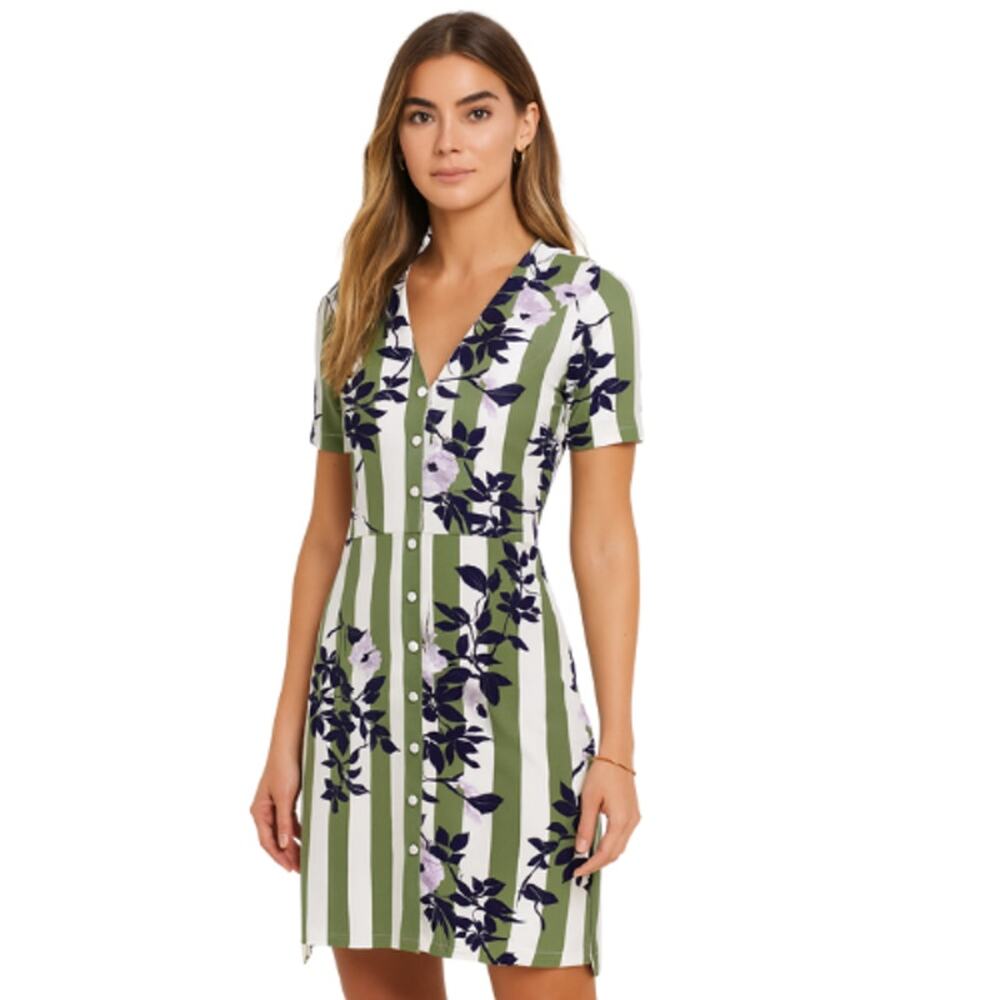 Vero Moda Vilja Striped Floral Shirt Dress Multi Color NWT Size XS